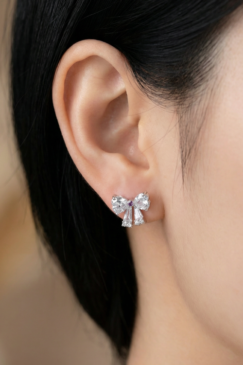 گوشواره میخی وایت کوپر پاپیون نگین دار