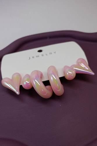 پک گوشواره میخی دخترانه رنگ صورتی