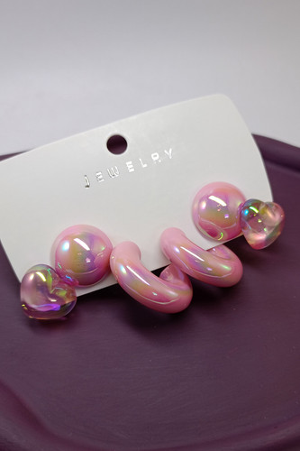 پک گوشواره میخی دخترانه رنگ صورتی